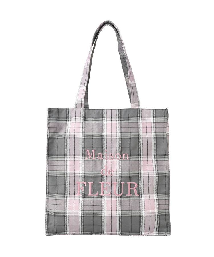 Maison de FLEUR「ブランドロゴ刺繍チェックスクエアトート」|トートバッグ|