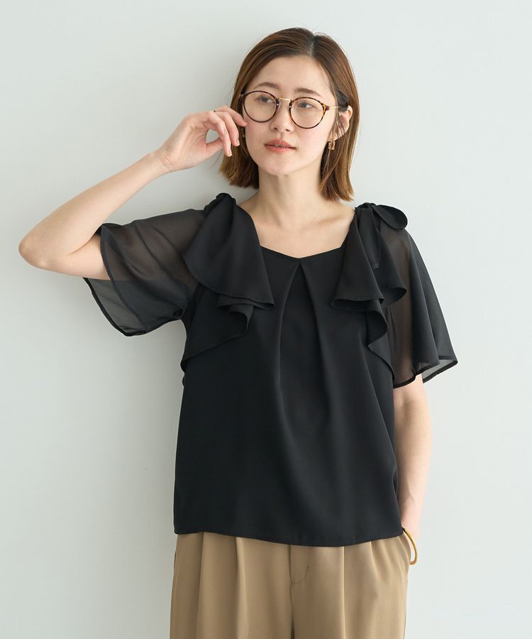 YECCA VECCA「リボンスリーブブラウス」|シャツ・ブラウス|Black