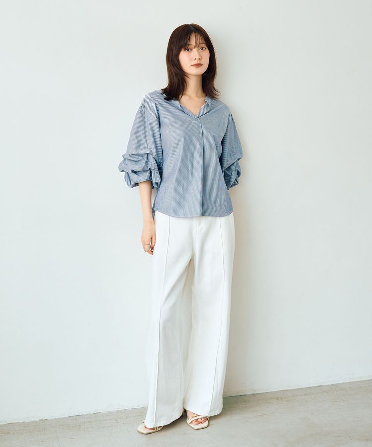 YECCA VECCA「タックスリーブスキッパーブラウス」|シャツ・ブラウス|