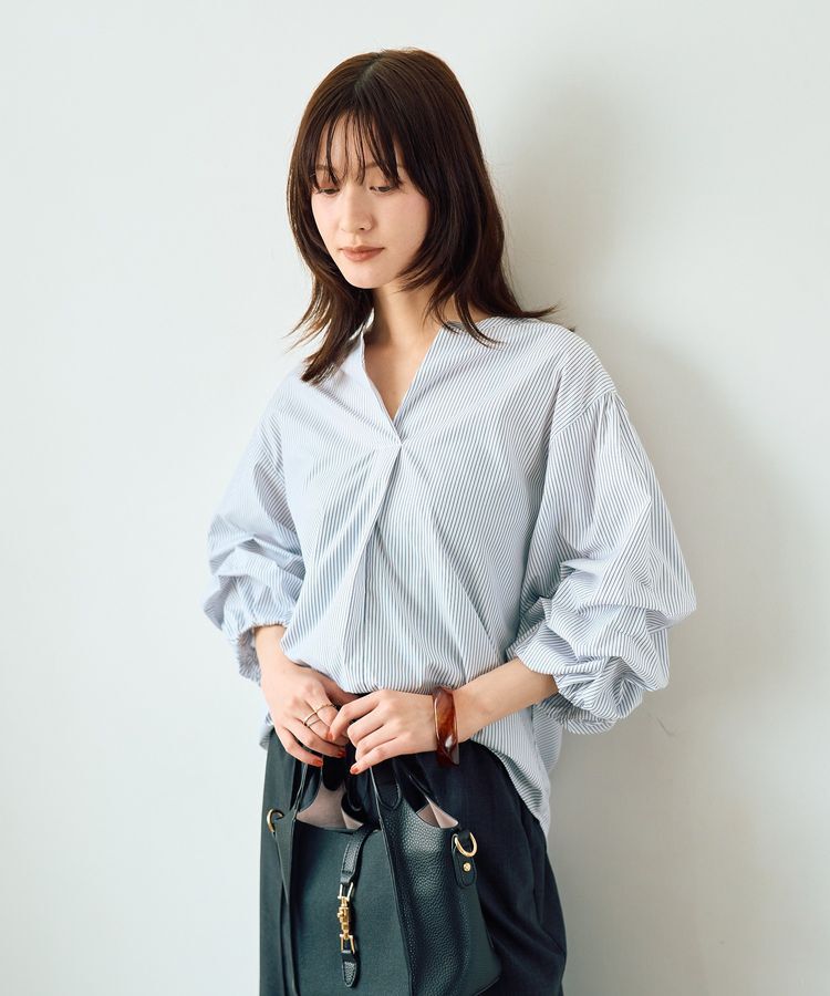 YECCA VECCA「タックスリーブスキッパーブラウス」|シャツ・ブラウス|