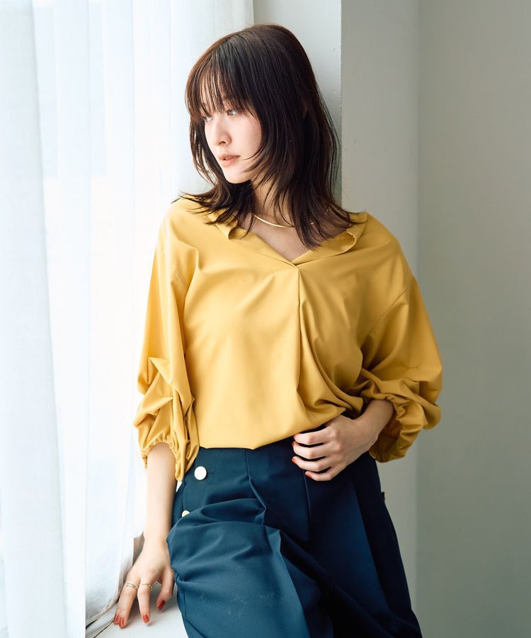 YECCA VECCA「タックスリーブスキッパーブラウス」|シャツ・ブラウス|Yellow