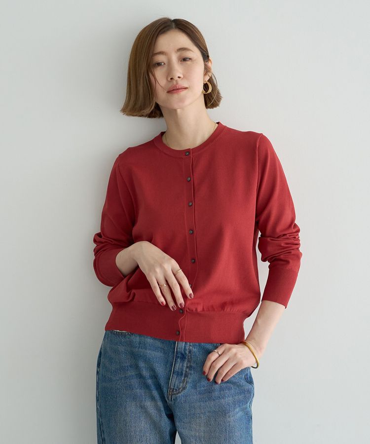 YECCA VECCA「【UVカット】クルーネックカーディガン」|カーディガン|Red