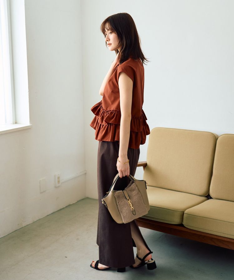 YECCA VECCA「ビジュー釦ラッフルブラウス」|シャツ・ブラウス|