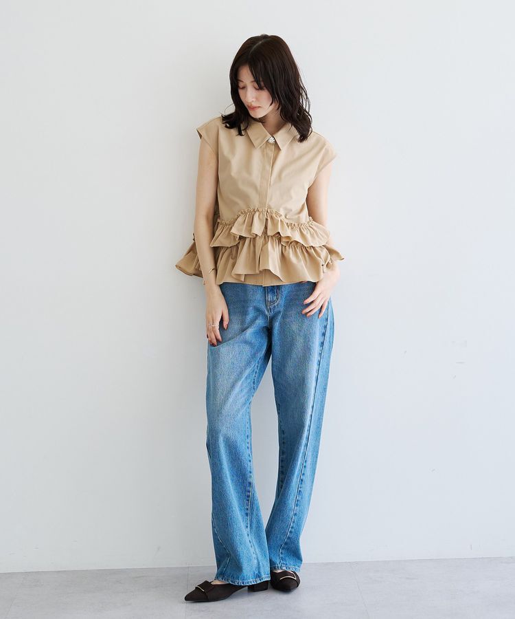 YECCA VECCA「ビジュー釦ラッフルブラウス」|シャツ・ブラウス|