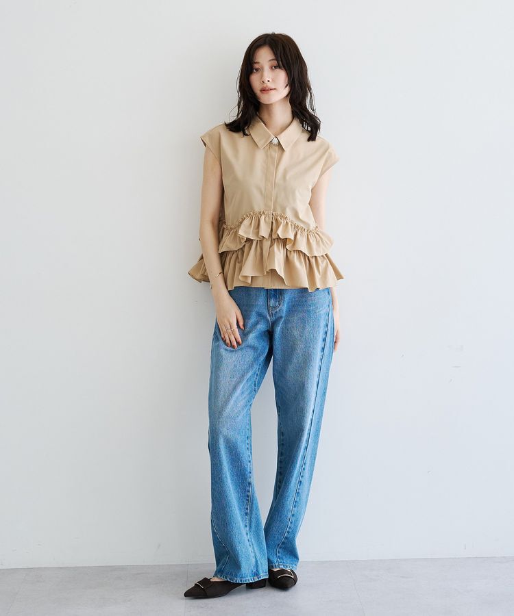 YECCA VECCA「ビジュー釦ラッフルブラウス」|シャツ・ブラウス|