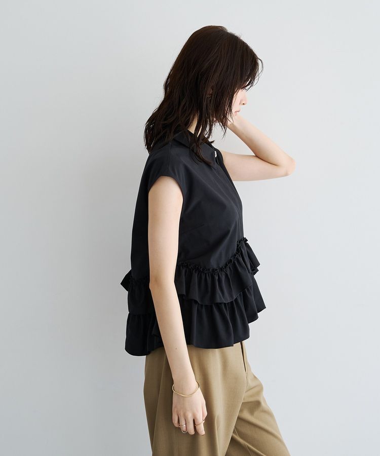 YECCA VECCA「ビジュー釦ラッフルブラウス」|シャツ・ブラウス|