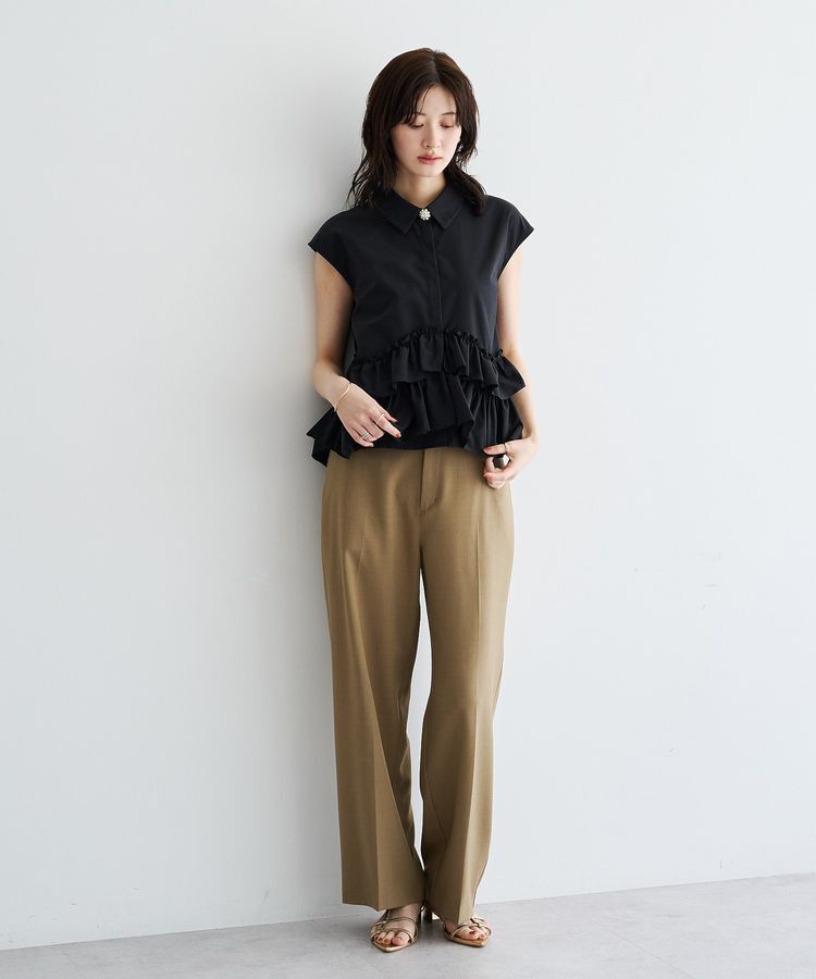 YECCA VECCA「ビジュー釦ラッフルブラウス」|シャツ・ブラウス|
