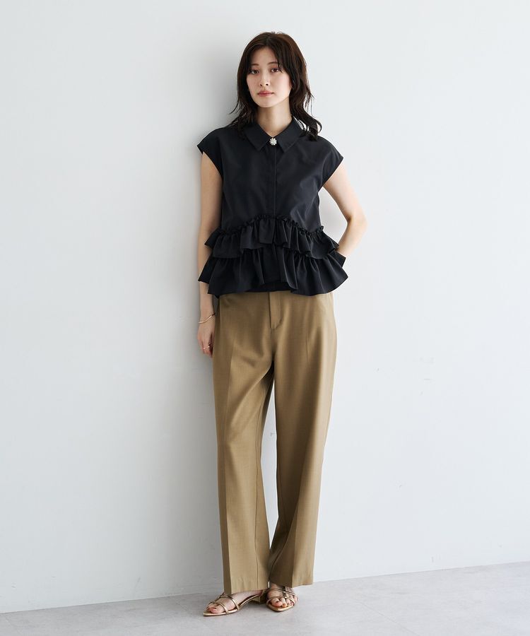 YECCA VECCA「ビジュー釦ラッフルブラウス」|シャツ・ブラウス|