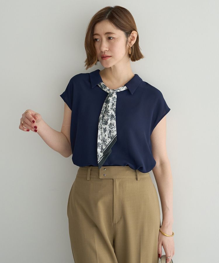 YECCA VECCA「2wayスカーフ付きブラウス」|シャツ・ブラウス|Navy