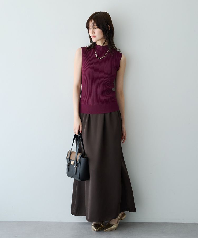 YECCA VECCA「サテンフレアスカート」|フレア|Brown