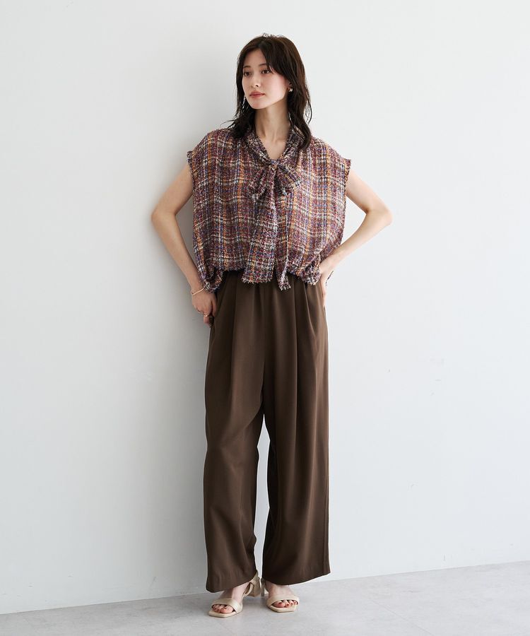 YECCA VECCA「チェック柄ジャガードボウタイブラウス」|シャツ・ブラウス|
