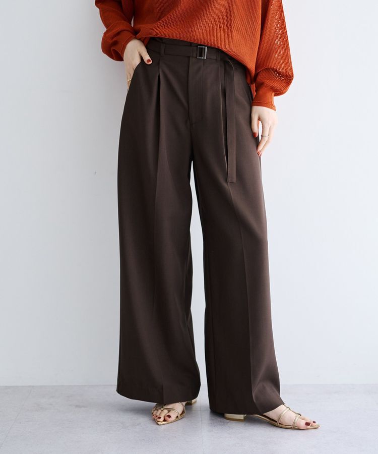 YECCA VECCA「【UVカット/接触冷感】ベルト付きタックワイドパンツ」|その他|Dark Brown