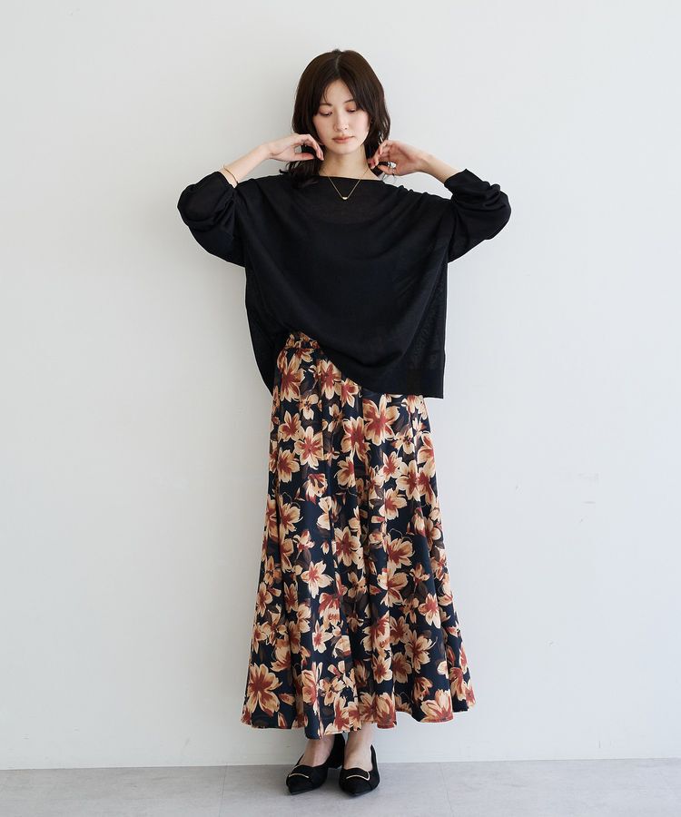 YECCA VECCA「フラワー柄マーメイドスカート」|フレア|