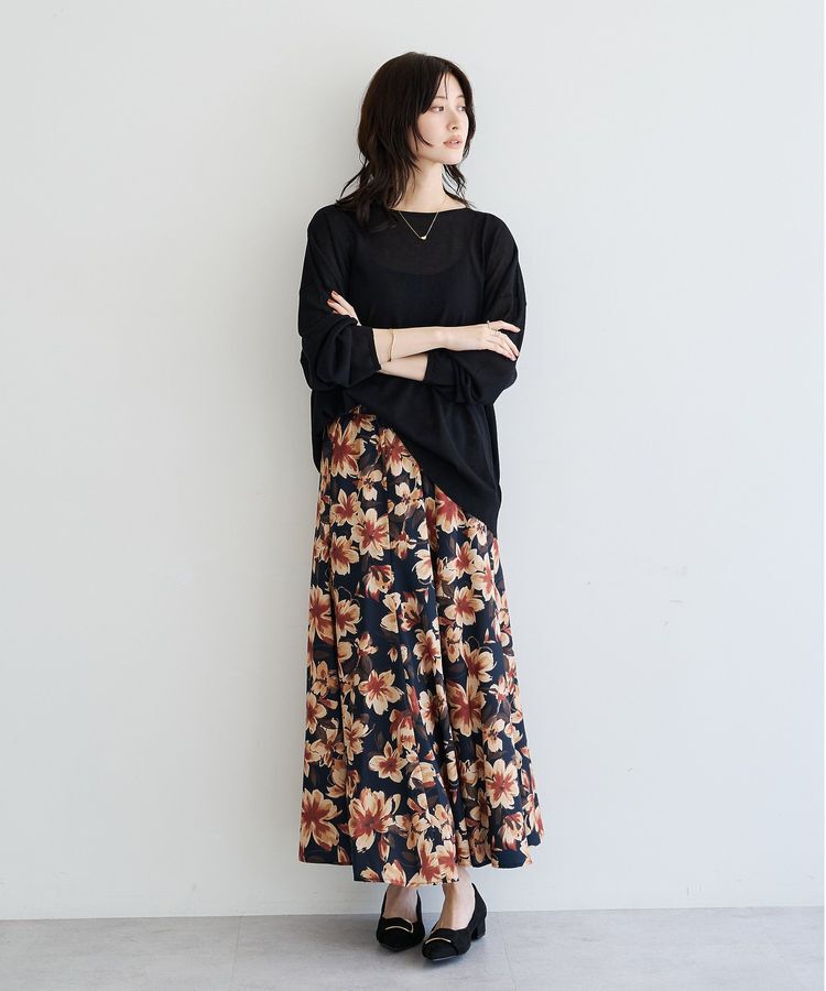 YECCA VECCA「フラワー柄マーメイドスカート」|フレア|