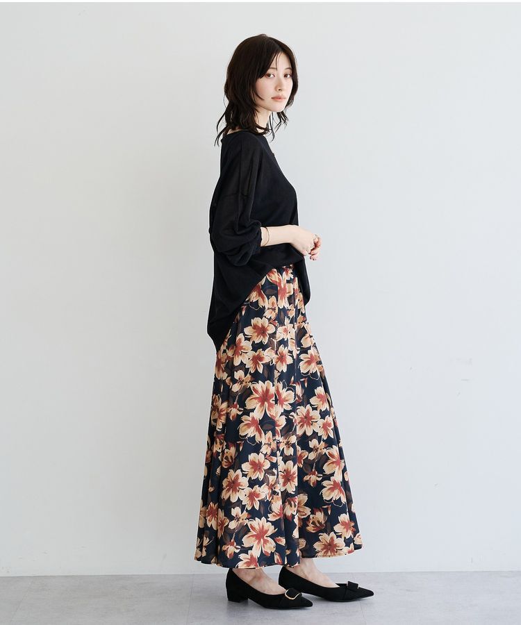 YECCA VECCA「フラワー柄マーメイドスカート」|フレア|