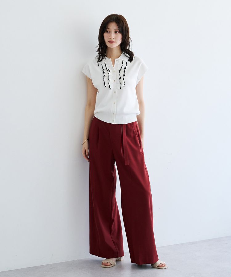 YECCA VECCA「配色フリルカーディガン」|カーディガン|
