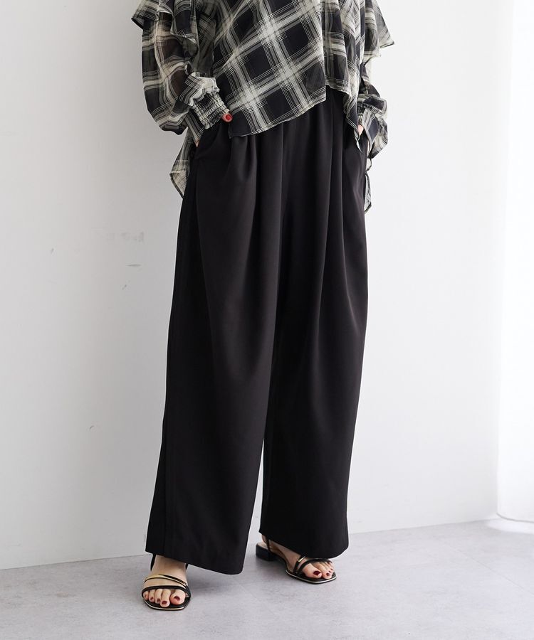 YECCA VECCA「サイドラインイージーワイドパンツ」|その他|Black