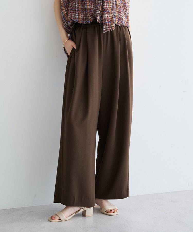 YECCA VECCA「サイドラインイージーワイドパンツ」|その他|Brown