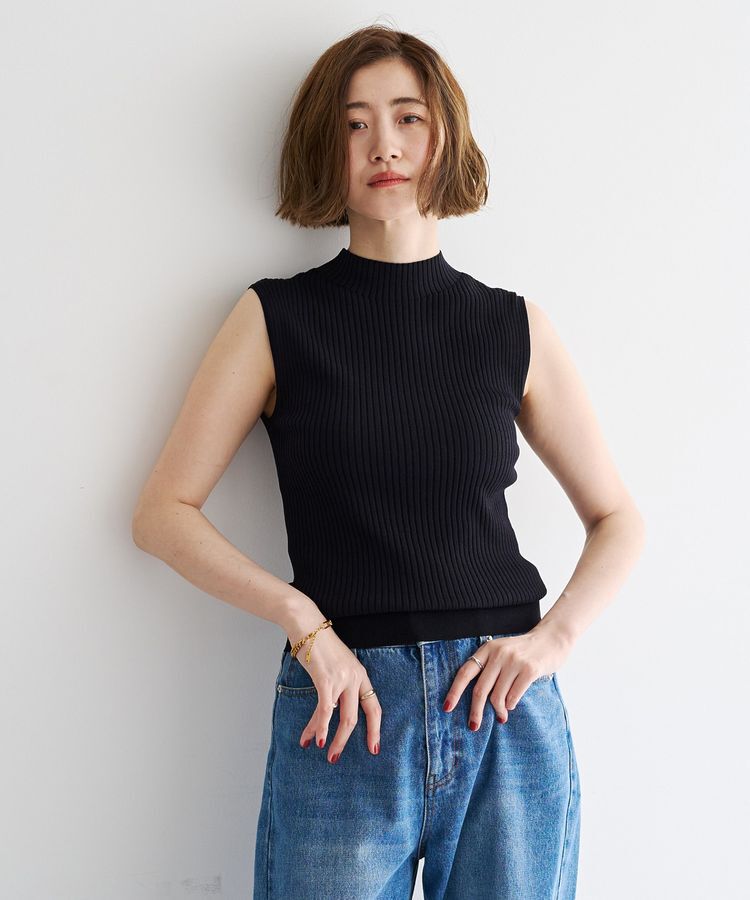 YECCA VECCA「ハイネックノースリーブニット」|ニット・セーター|Black