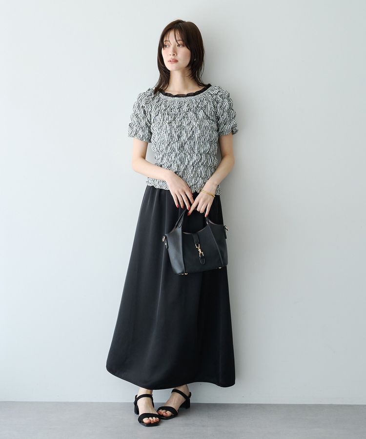YECCA VECCA「【2way着用可能】チェック柄シャーリングブラウス」|シャツ・ブラウス|