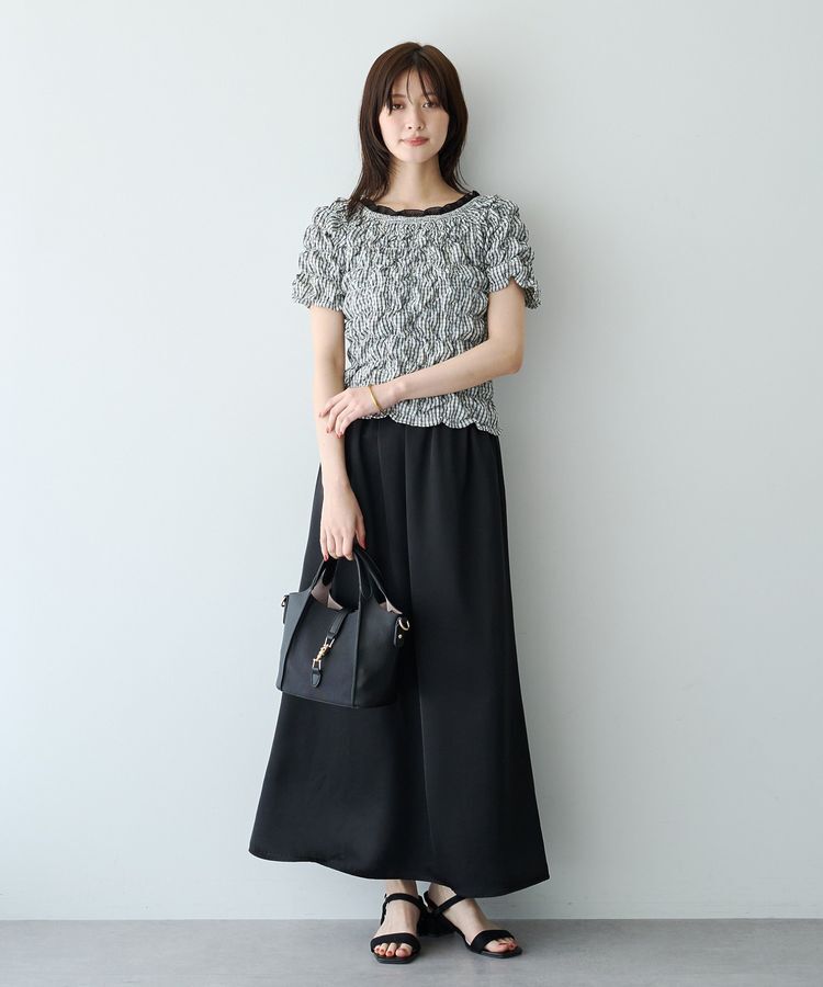 YECCA VECCA「【2way着用可能】チェック柄シャーリングブラウス」|シャツ・ブラウス|