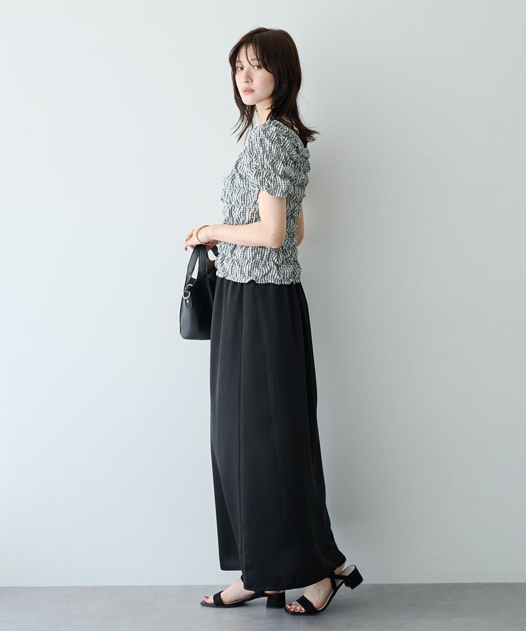 YECCA VECCA「【2way着用可能】チェック柄シャーリングブラウス」|シャツ・ブラウス|