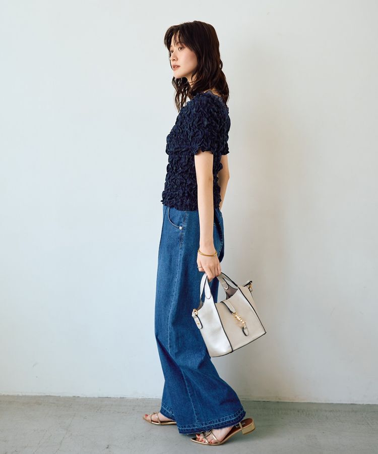 YECCA VECCA「【2way着用可能】チェック柄シャーリングブラウス」|シャツ・ブラウス|