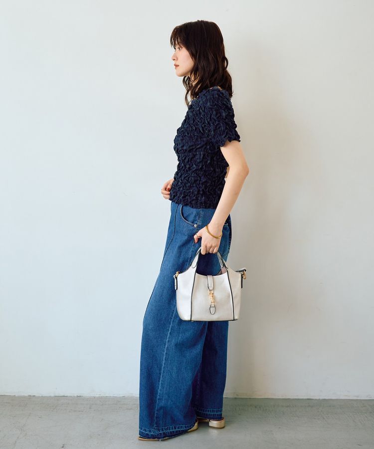 YECCA VECCA「【2way着用可能】チェック柄シャーリングブラウス」|シャツ・ブラウス|