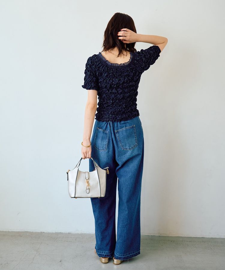 YECCA VECCA「【2way着用可能】チェック柄シャーリングブラウス」|シャツ・ブラウス|