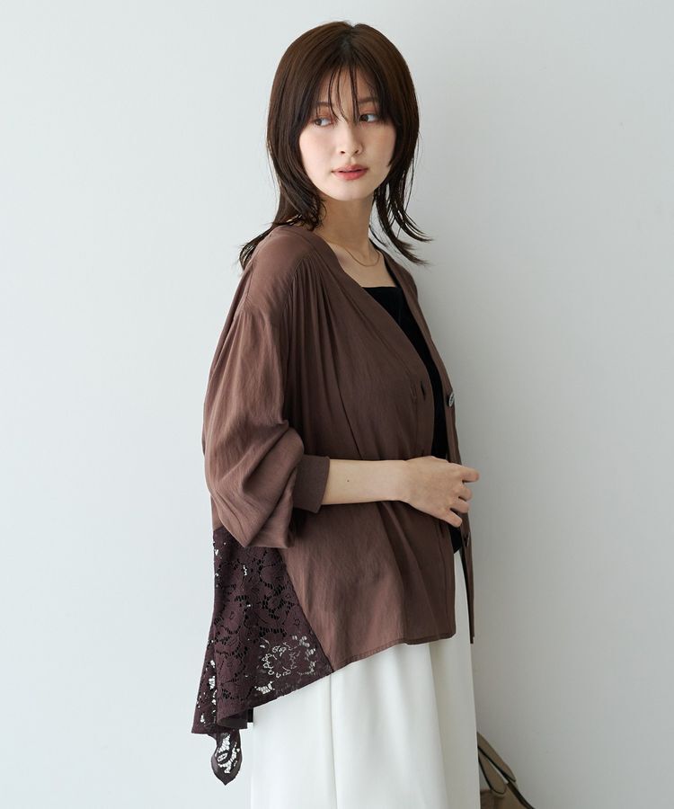 YECCA VECCA「バックレースヘムドッキングカーディガン」|カーディガン|