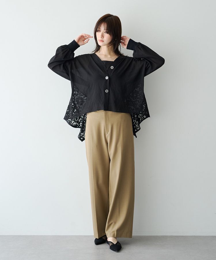 YECCA VECCA「バックレースヘムドッキングカーディガン」|カーディガン|