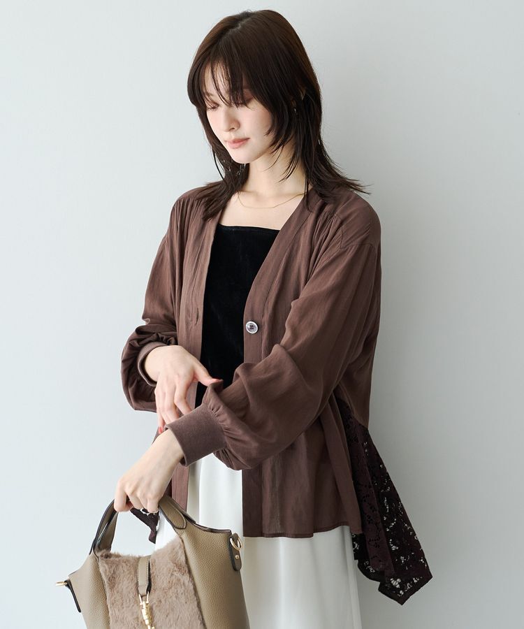YECCA VECCA「バックレースヘムドッキングカーディガン」|カーディガン|Brown