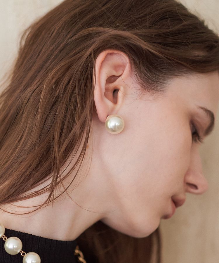 YECCA VECCA「BIGパールキャッチピアス」|ピアス|
