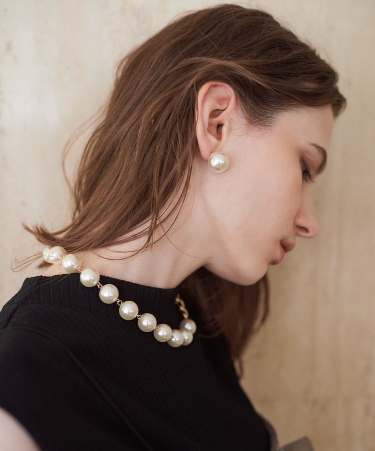 YECCA VECCA「BIGパールキャッチピアス」|ピアス|