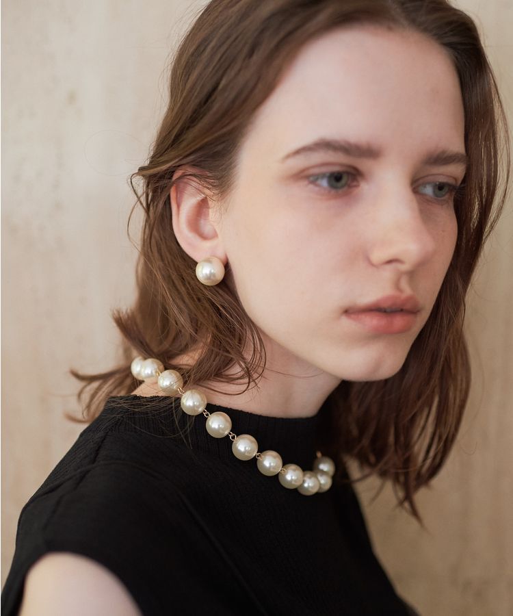 YECCA VECCA「BIGパールキャッチピアス」|ピアス|