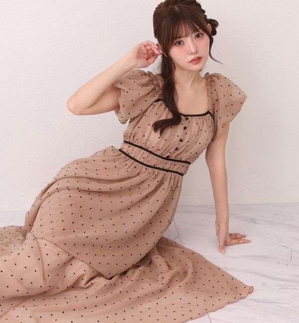  「バックレースアップティアードロングワンピース」|ワンピース|