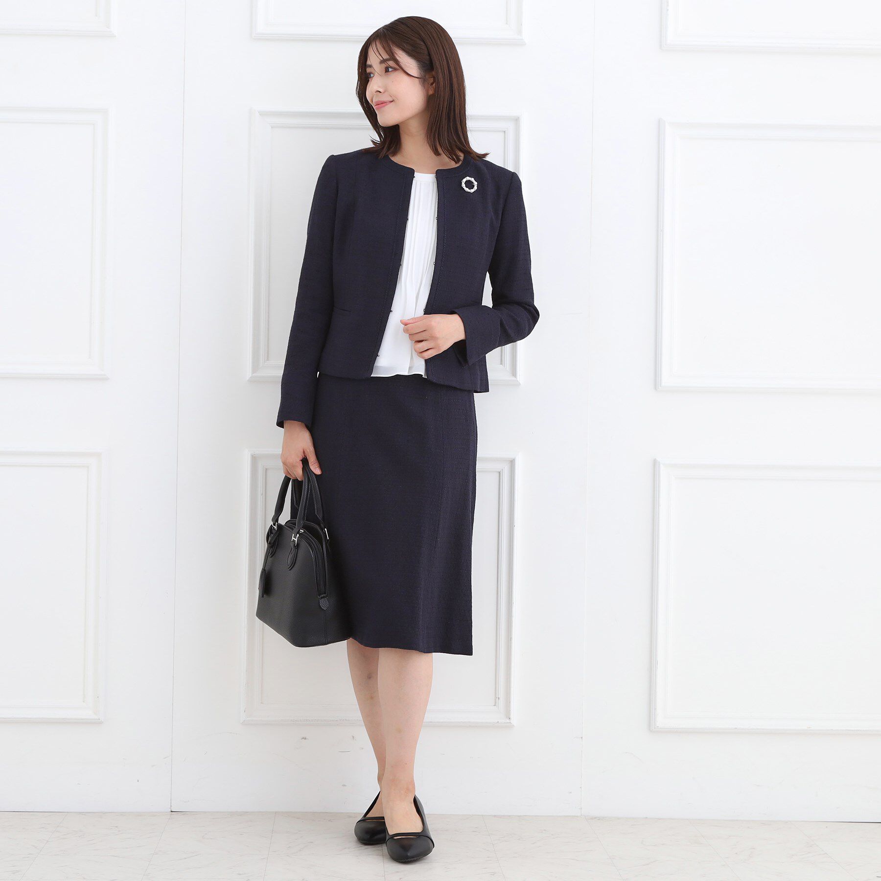 Reflect「【SS-4Lサイズ／フォーマル／セットアップ可】ツイードジャケット」|ノーカラージャケット|