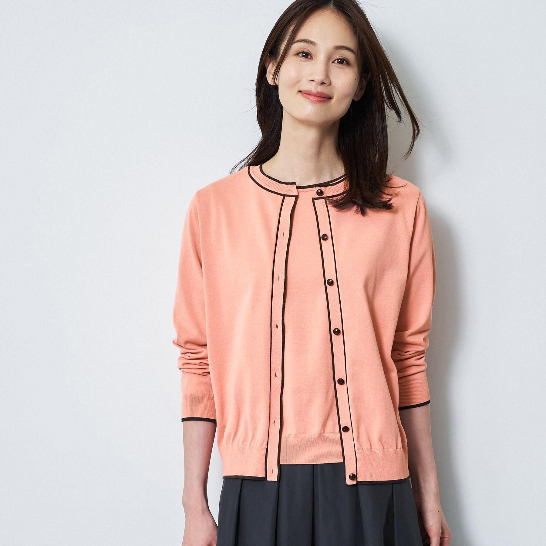 Reflect「【UVカット／アンサンブル／手洗い可】バイカラーニットカーディガン」|カーディガン|