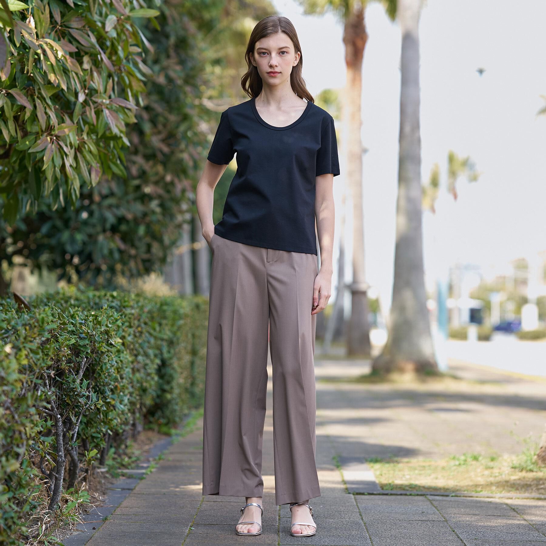 DRESSTERIOR「【接触冷感/抗菌防臭/UVカット】クールデオドラント UネックTシャツ」|Tシャツ・カットソー|