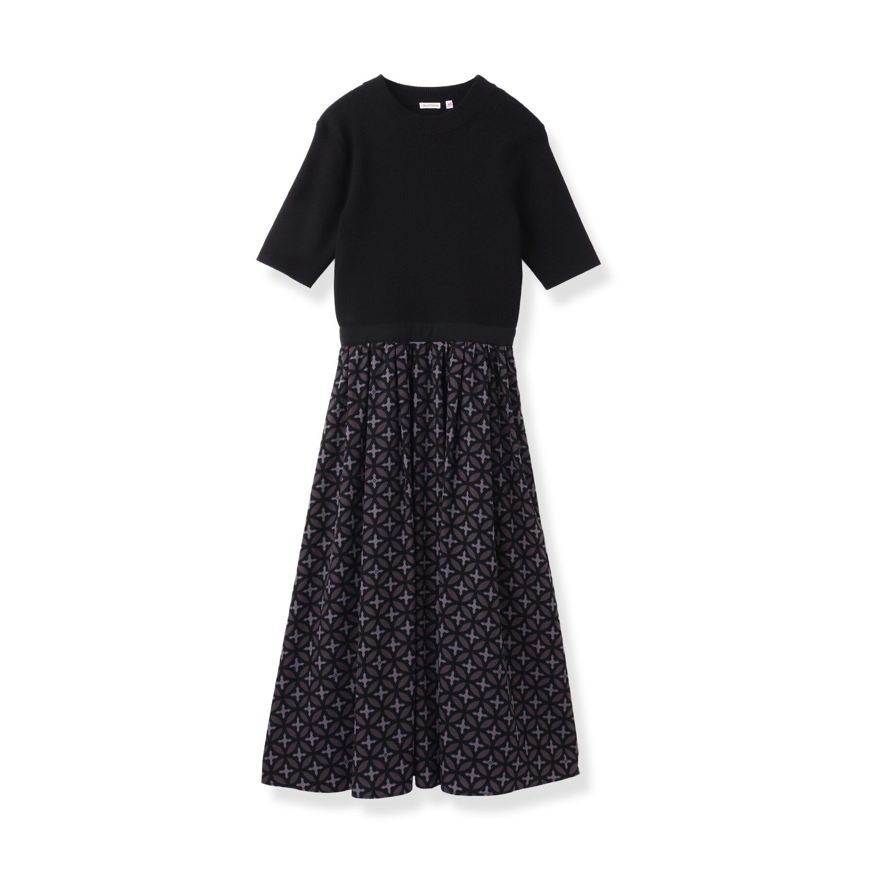 DRESSTERIOR「【異素材コンビ】オーバーラップサークルコンビワンピース」|ワンピース|