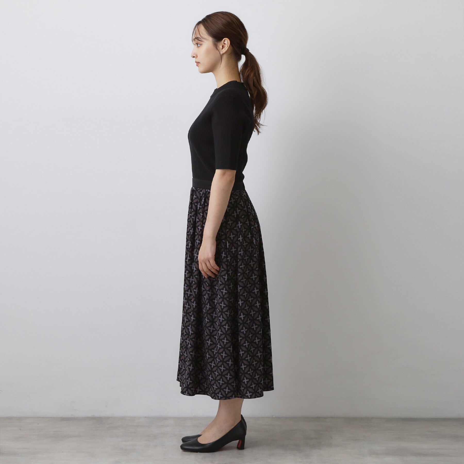 DRESSTERIOR「【異素材コンビ】オーバーラップサークルコンビワンピース」|ワンピース|