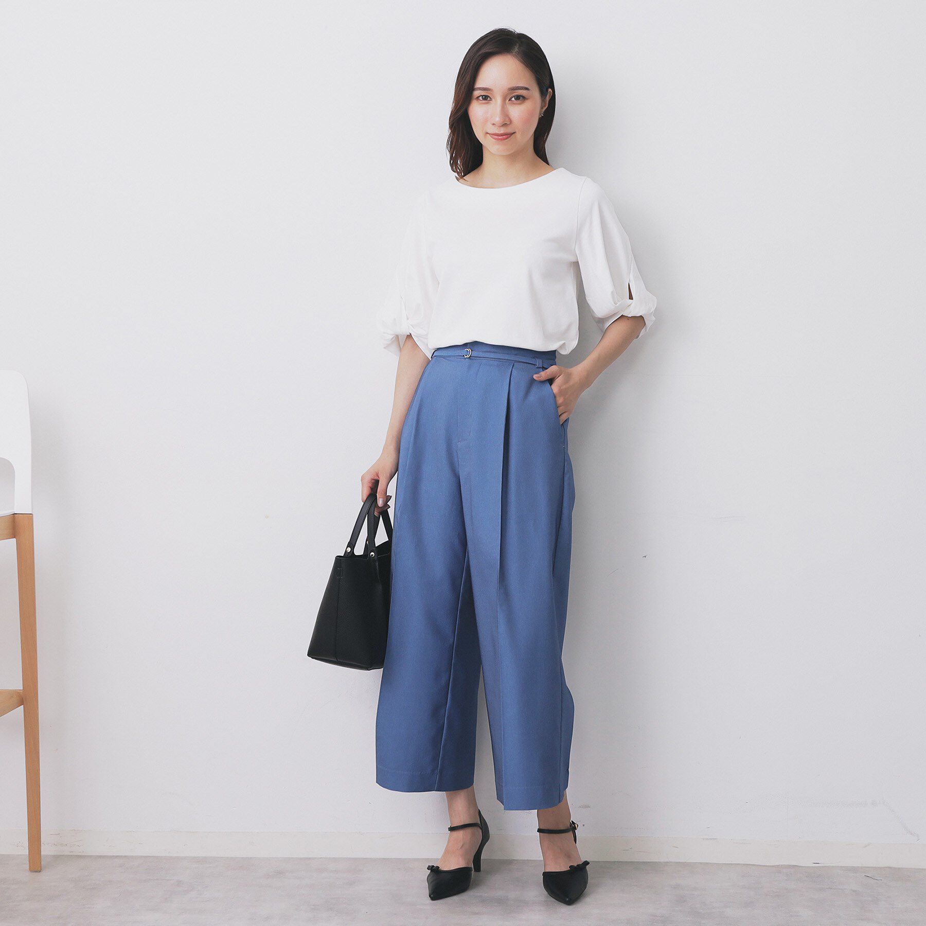 index「パフスリーブツイストタックトップス【洗濯機可／接触冷感／UVケア】」|Tシャツ・カットソー|