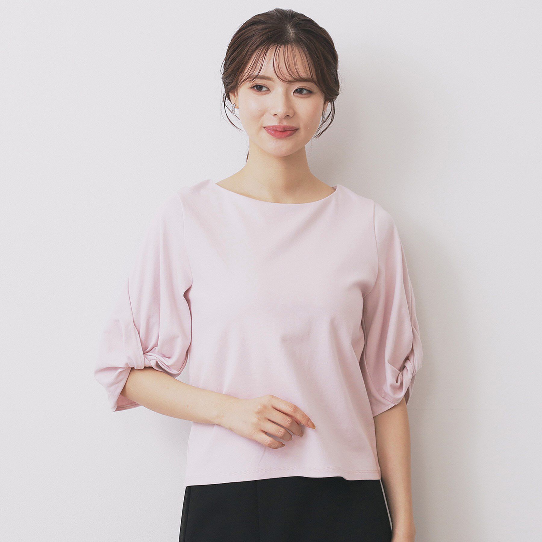 index「パフスリーブツイストタックトップス【洗濯機可／接触冷感／UVケア】」|Tシャツ・カットソー|