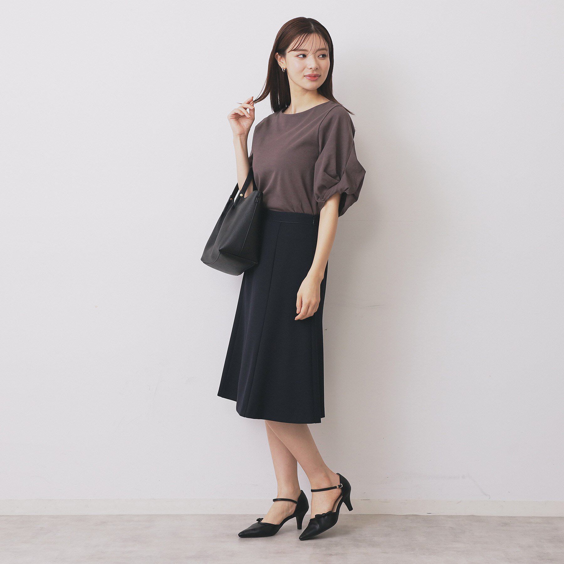 index「パフスリーブツイストタックトップス【洗濯機可／接触冷感／UVケア】」|Tシャツ・カットソー|