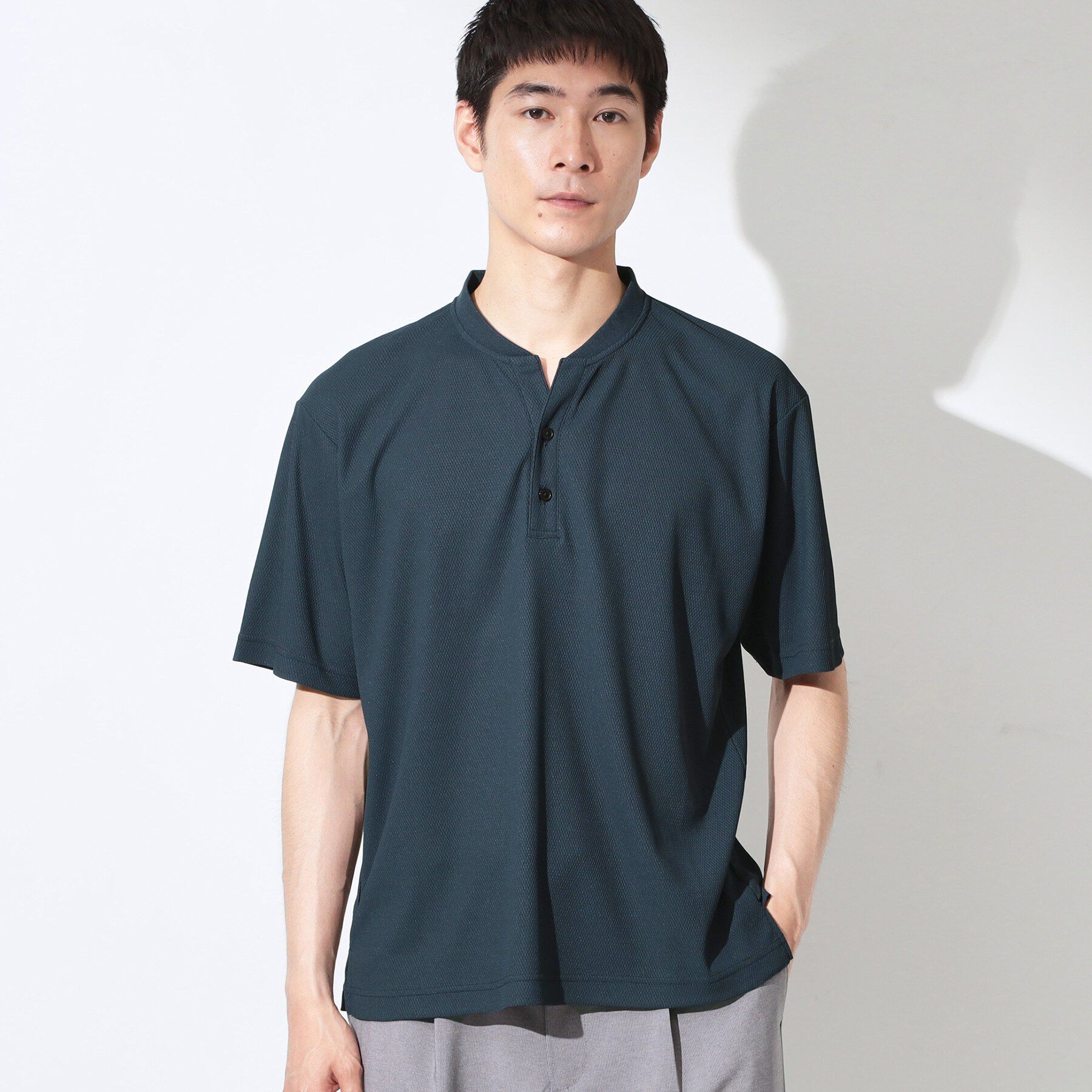 THE SHOP TK「【サラッと軽い着心地に。】BO-NO HENLEY TEE/ボーノヘンリーネック Tシャツ　吸水速乾」|Tシャツ・カットソー|ネイビー(094)