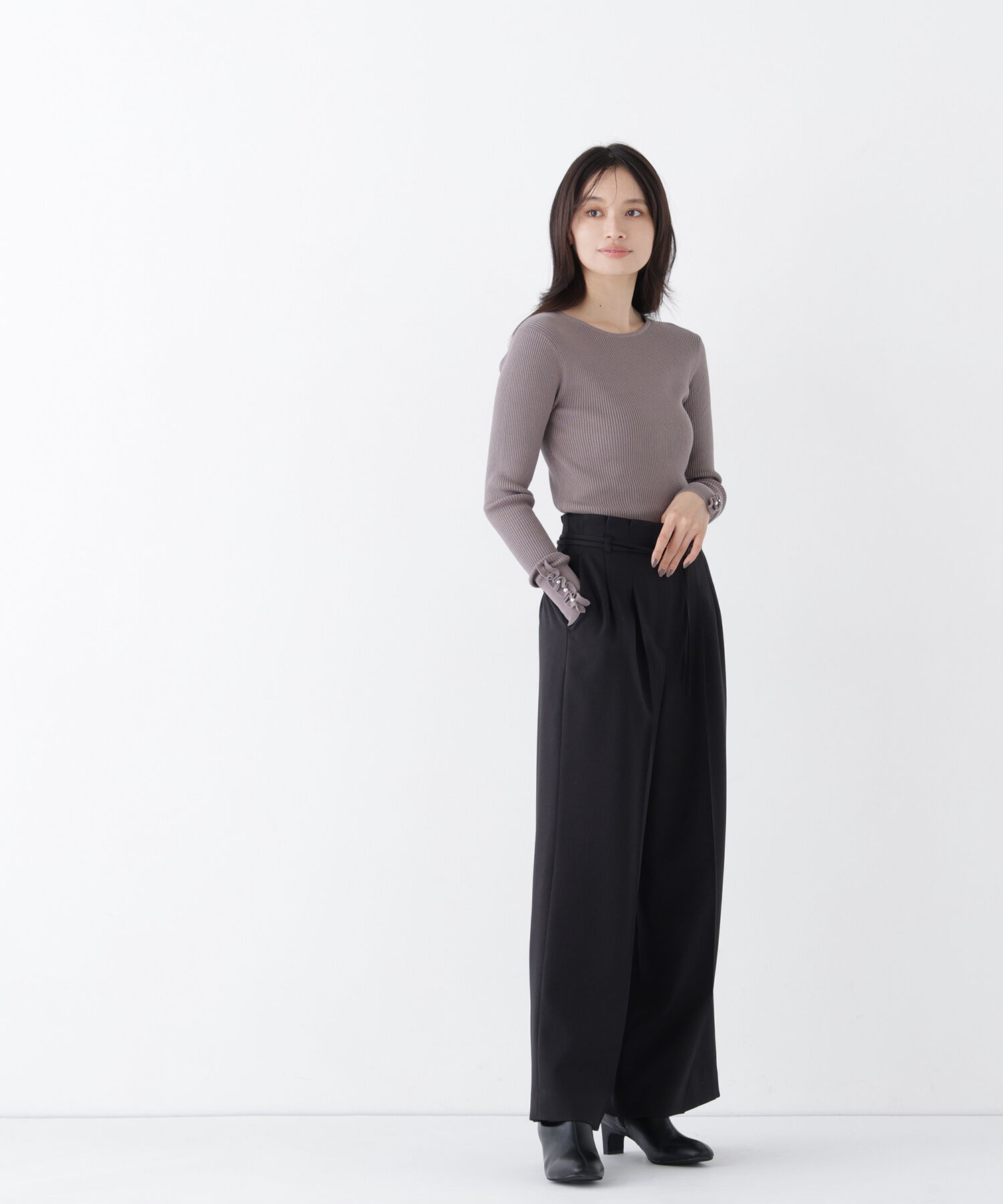  「ダブルベルトワイドパンツ」|その他|