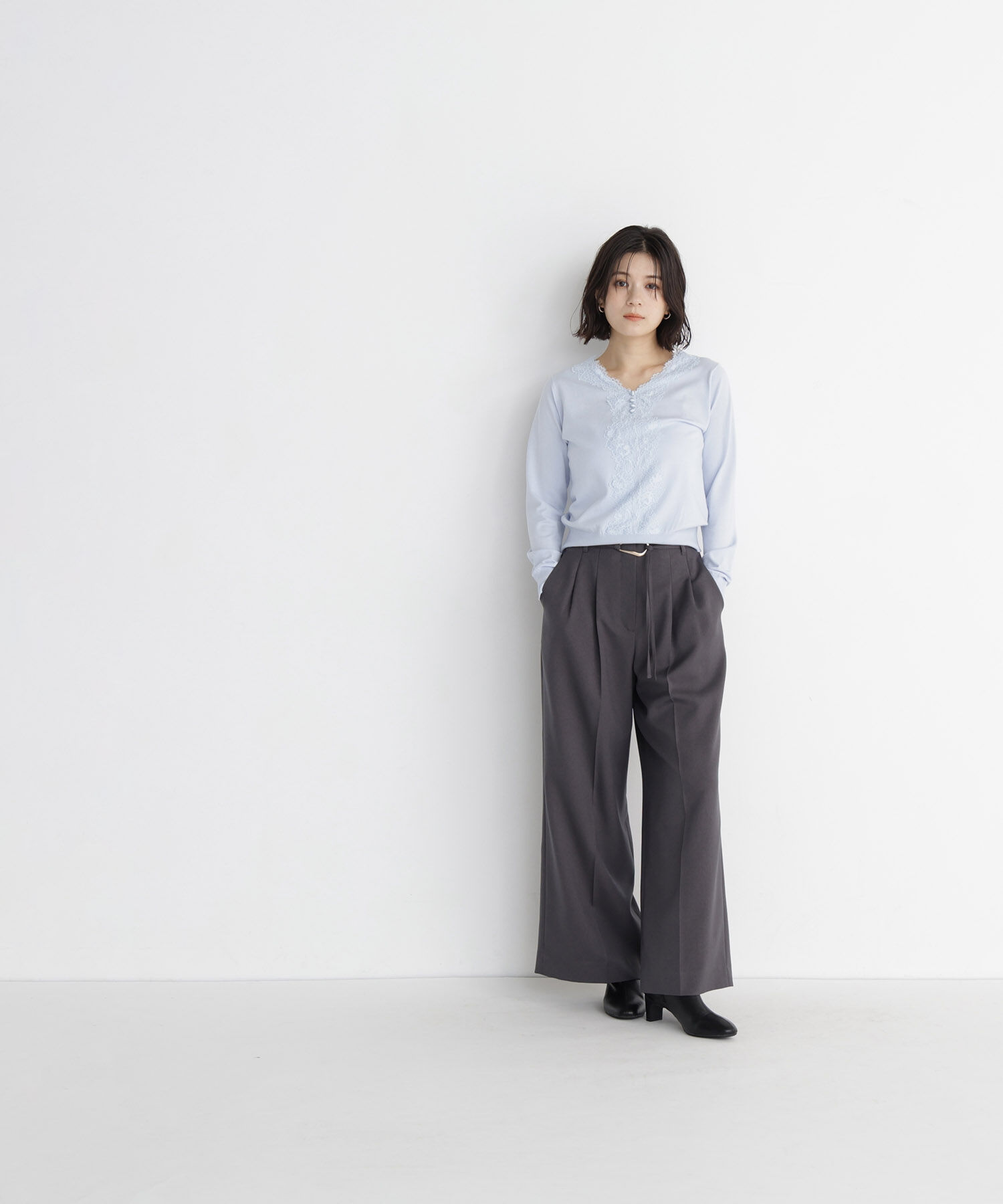  「ダブルベルトワイドパンツ」|その他|