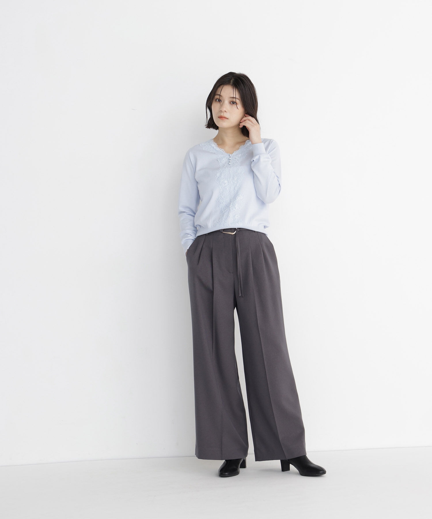  「ダブルベルトワイドパンツ」|その他|