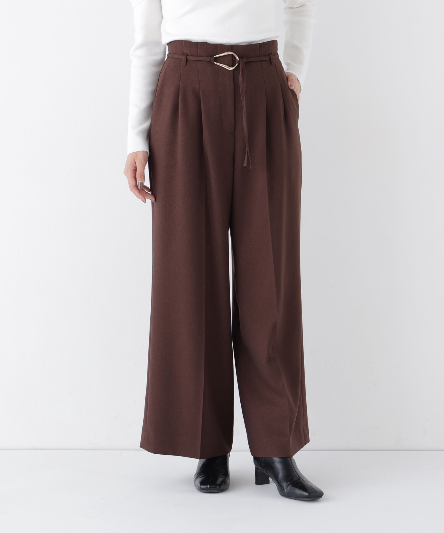  「ダブルベルトワイドパンツ」|その他|