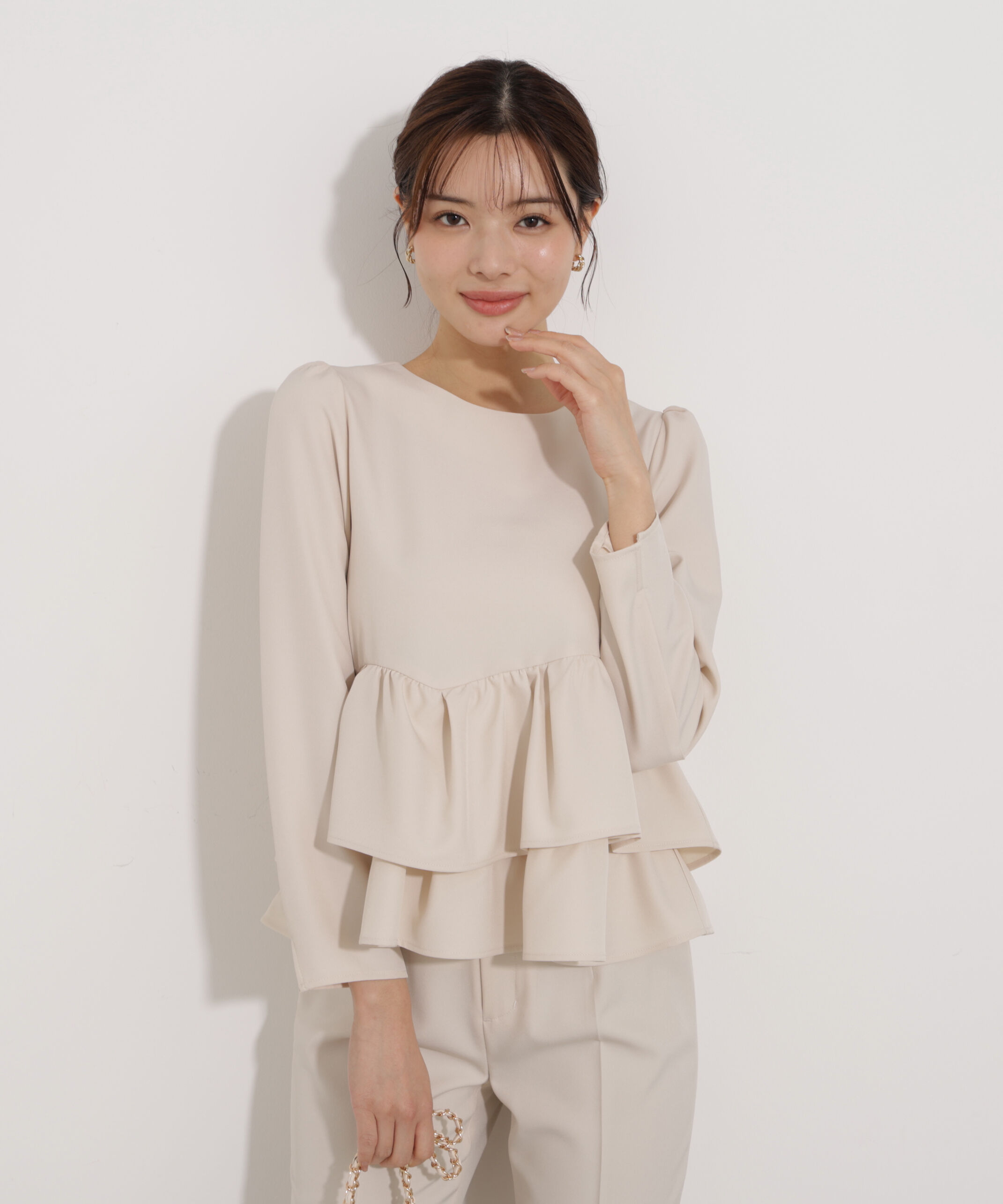 PROPORTION BODY DRESSING「＜ウォッシャブル＞ランダムヘムペプラムブラウス」|シャツ・ブラウス|